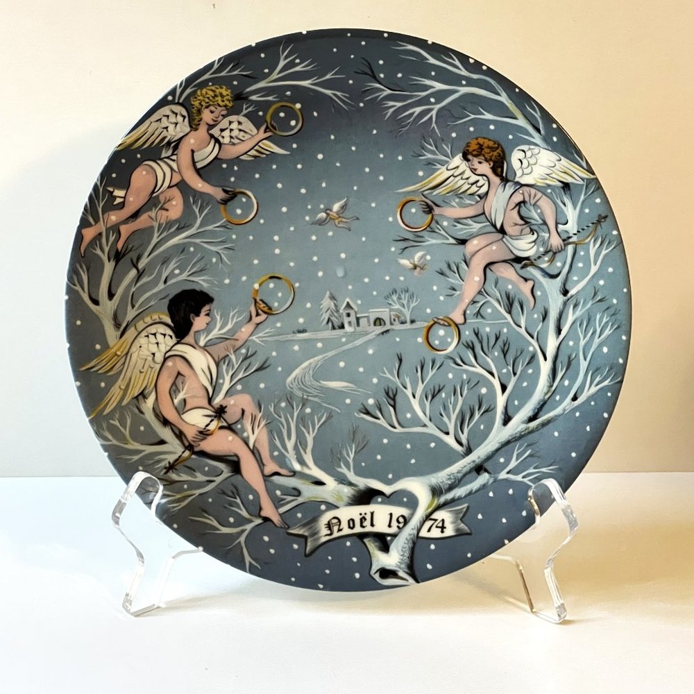 Haviland Limoges France Cupids Twelve Days of Christmas Plate Signed Dated 1974
